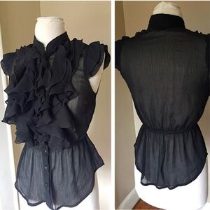 Elegant Black Ruffled Women's Top